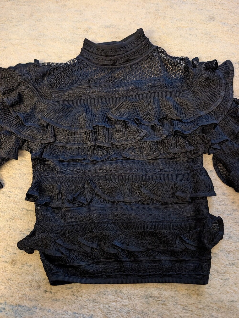Zimmermann Mock Neck Frill Top in Black